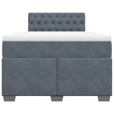 vidaXL Κρεβάτι Boxspring με Στρώμα Σκούρο Γκρι 120x200 εκ. Βελούδινο