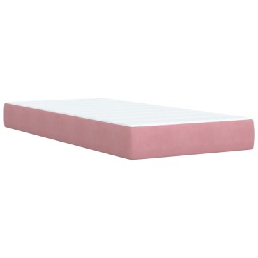 vidaXL Κρεβάτι Boxspring με Στρώμα Ροζ 100x200cm Βελούδινο 1 τεμ. - Μονό