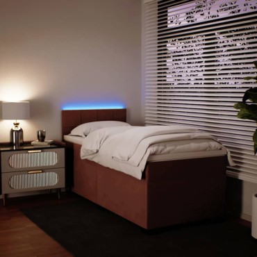 vidaXL Κρεβάτι Boxspring με Στρώμα Ροζ 100x200cm Βελούδινο 1 τεμ. - Μονό