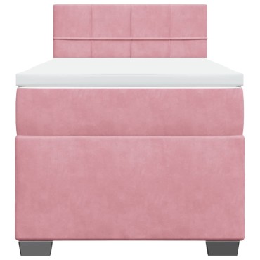 vidaXL Κρεβάτι Boxspring με Στρώμα Ροζ 100x200cm Βελούδινο 1 τεμ. - Μονό
