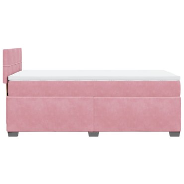 vidaXL Κρεβάτι Boxspring με Στρώμα Ροζ 100x200cm Βελούδινο 1 τεμ. - Μονό