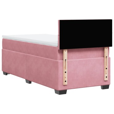 vidaXL Κρεβάτι Boxspring με Στρώμα Ροζ 100x200cm Βελούδινο 1 τεμ. - Μονό