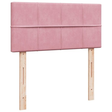 vidaXL Κρεβάτι Boxspring με Στρώμα Ροζ 100x200cm Βελούδινο 1 τεμ. - Μονό