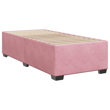 vidaXL Κρεβάτι Boxspring με Στρώμα Ροζ 100x200cm Βελούδινο 1 τεμ. - Μονό
