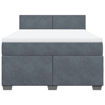 vidaXL Κρεβάτι Boxspring με Στρώμα Σκούρο Γκρι 140x190 εκ. Βελούδινο