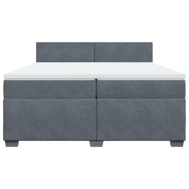 vidaXL Κρεβάτι Boxspring με Στρώμα Σκούρο Γκρι 200x200 εκ. Βελούδινο