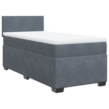 vidaXL Κρεβάτι Boxspring με Στρώμα Σκούρο Γκρι Single Βελούδινο