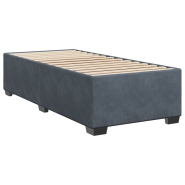 vidaXL Κρεβάτι Boxspring με Στρώμα Σκούρο Γκρι Single Βελούδινο