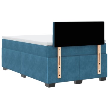 vidaXL Κρεβάτι Boxspring με Στρώμα Μπλε 120x190 εκ. Βελούδινο