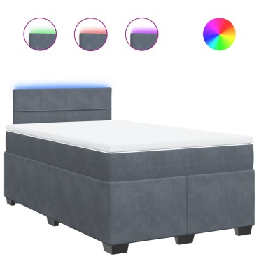 vidaXL Κρεβάτι Boxspring με Στρώμα Σκούρο Γκρι 120x200 εκ. Βελούδινο