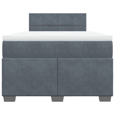 vidaXL Κρεβάτι Boxspring με Στρώμα Σκούρο Γκρι 120x200 εκ. Βελούδινο