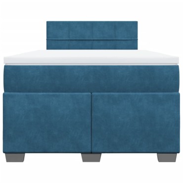 vidaXL Κρεβάτι Boxspring με Στρώμα Μπλε 120x190 εκ. Βελούδινο