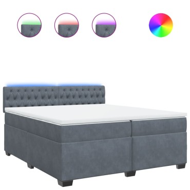vidaXL Κρεβάτι Boxspring με Στρώμα Σκούρο Γκρι 200x200 εκ. Βελούδινο