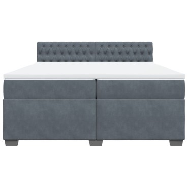 vidaXL Κρεβάτι Boxspring με Στρώμα Σκούρο Γκρι 200x200 εκ. Βελούδινο