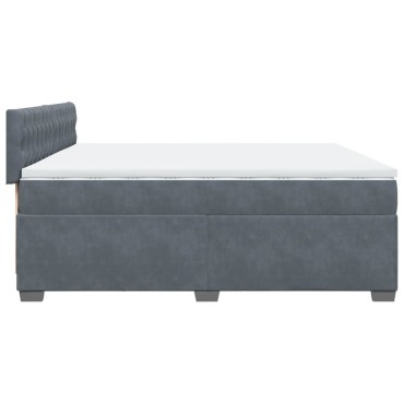 vidaXL Κρεβάτι Boxspring με Στρώμα Σκούρο Γκρι 200x200 εκ. Βελούδινο
