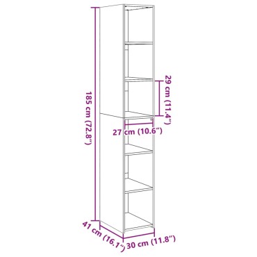 vidaXL Ντουλάπι Γκρι Sonoma 30x41x185cm από Επεξεργασμένο Ξύλο 1 τεμ.