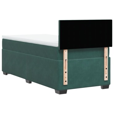 vidaXL Κρεβάτι Boxspring με Στρώμα Σκούρο Πράσινο 90x190 εκ. Βελούδινο