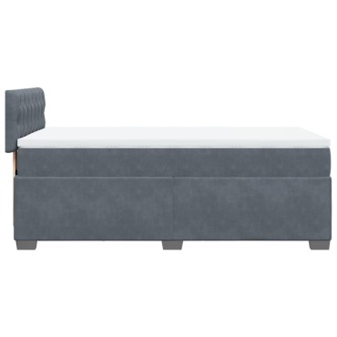 vidaXL Κρεβάτι Boxspring με Στρώμα Σκούρο Γκρι 80x200 εκ. Βελούδινο