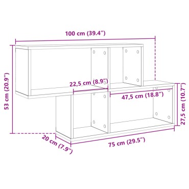 vidaXL Ραφιέρα Τοίχου Καφέ Δρυς 100x20x53cm από Επεξεργασμένο Ξύλο 1 τεμ.