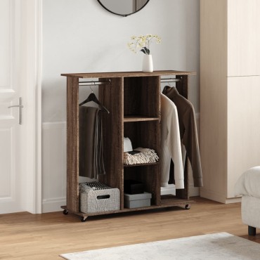 vidaXL Ντουλάπα με Ροδάκια Καφέ Δρυς 102x38x110cm από Επεξ. Ξύλο
