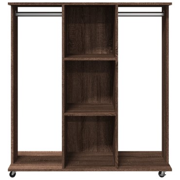vidaXL Ντουλάπα με Ροδάκια Καφέ Δρυς 102x38x110cm από Επεξ. Ξύλο