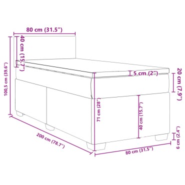 vidaXL Κρεβάτι Boxspring με Στρώμα Σκούρο Πράσινο 80x200 εκ. Βελούδινο
