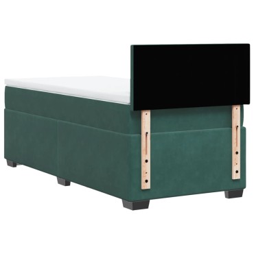 vidaXL Κρεβάτι Boxspring με Στρώμα Σκούρο Πράσινο 80x200 εκ. Βελούδινο