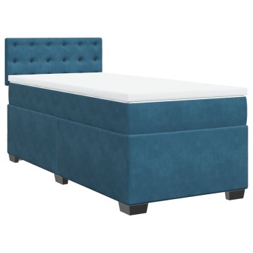 vidaXL Κρεβάτι Boxspring με Στρώμα Σκούρο Μπλε 80 x 200 εκ. Βελούδινο