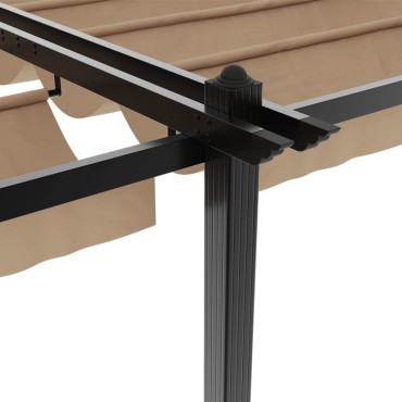 vidaXL Πέργκολα Κήπου με Πτυσσόμενη Οροφή Taupe 3x6 μ. Αλουμίνιο