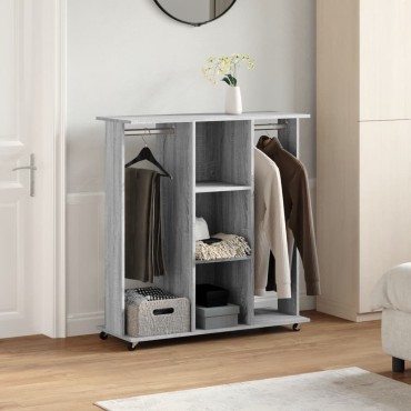 vidaXL Ντουλάπα με Ροδάκια Γκρι Sonoma 102x38x110cm από Επεξ. Ξύλο