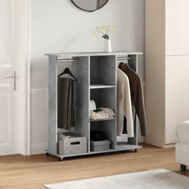 vidaXL Ντουλάπα με Ροδάκια Γκρι Σκυρ. 102x38x110cm Επεξεργασμένο Ξύλο