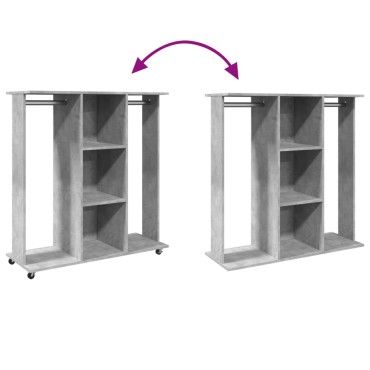 vidaXL Ντουλάπα με Ροδάκια Γκρι Σκυρ. 102x38x110cm Επεξεργασμένο Ξύλο