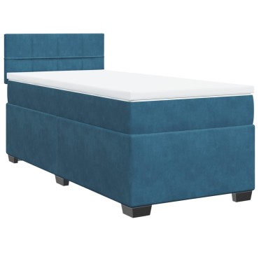 vidaXL Κρεβάτι Boxspring με Στρώμα Σκούρο Μπλε 80 x 200 εκ. Βελούδινο
