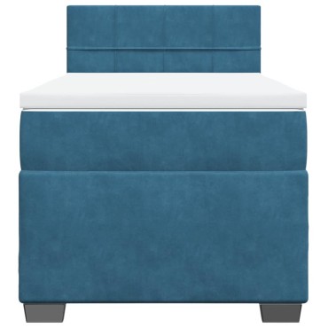vidaXL Κρεβάτι Boxspring με Στρώμα Σκούρο Μπλε 80 x 200 εκ. Βελούδινο