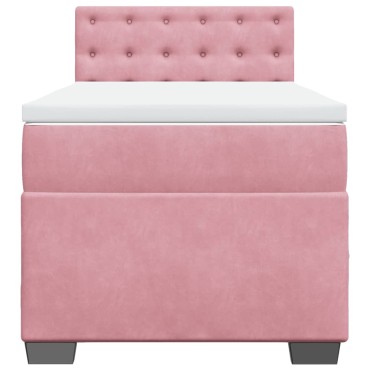 vidaXL Κρεβάτι Boxspring με Στρώμα Ροζ 80 x 200 εκ. Βελούδινο