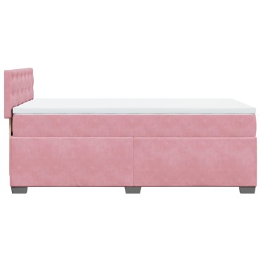 vidaXL Κρεβάτι Boxspring με Στρώμα Ροζ 80 x 200 εκ. Βελούδινο