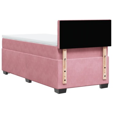 vidaXL Κρεβάτι Boxspring με Στρώμα Ροζ 80 x 200 εκ. Βελούδινο