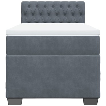 vidaXL Κρεβάτι Boxspring με Στρώμα Σκούρο Γκρι 90x190 εκ. Βελούδινο