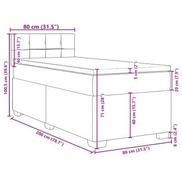 vidaXL Κρεβάτι Boxspring με Στρώμα Σκούρο Γκρι 80x200 εκ. Βελούδινο