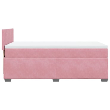 vidaXL Κρεβάτι Boxspring με Στρώμα Ροζ 80 x 200 εκ. Βελούδινο