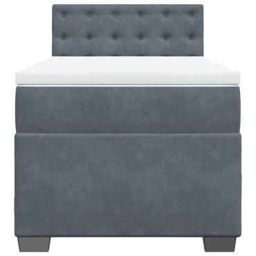 vidaXL Κρεβάτι Boxspring με Στρώμα Σκούρο Γκρι 80x200 εκ. Βελούδινο