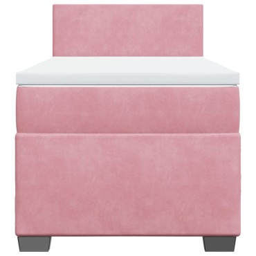 vidaXL Κρεβάτι Boxspring με Στρώμα Ροζ 80 x 200 εκ. Βελούδινο