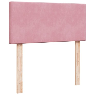 vidaXL Κρεβάτι Boxspring με Στρώμα Ροζ 80 x 200 εκ. Βελούδινο