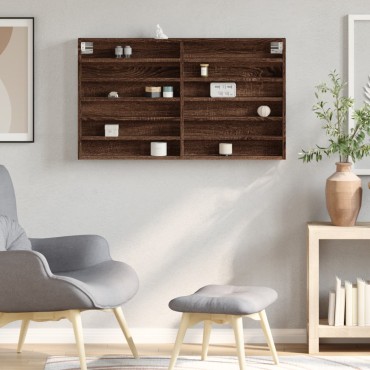 vidaXL Βιτρίνα Καφέ Δρυς 100x8,5x58cm από Επεξεργασμένο Ξύλο
