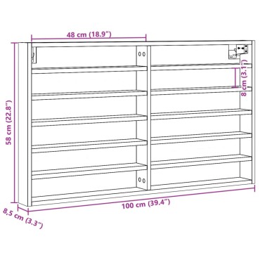 vidaXL Βιτρίνα Καφέ Δρυς 100x8,5x58cm από Επεξεργασμένο Ξύλο