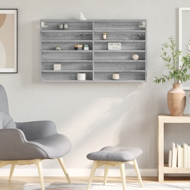 vidaXL Βιτρίνα Γκρι Sonoma 100x8,5x58cm από Επεξεργασμένο Ξύλο
