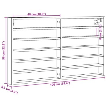 vidaXL Βιτρίνα Γκρι Sonoma 100x8,5x58cm από Επεξεργασμένο Ξύλο