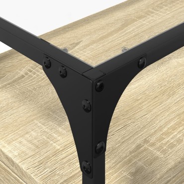 vidaXL Έπιπλο Τηλεόρασης Γυάλ Επιφάνεια Sonoma Δρυς 60x35x51cm Επ Ξύλο