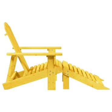 vidaXL Καρέκλα Adirondack με Υποπόδιο Κίτρινο από Ξύλο Ελάτης 50x52cm 1 τεμ.