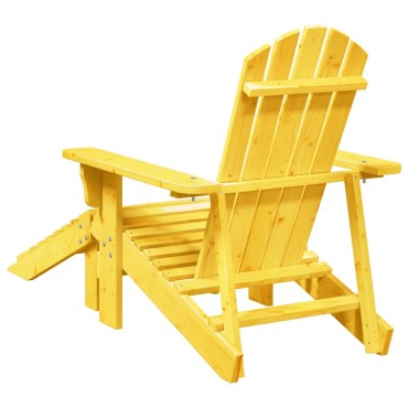 vidaXL Καρέκλα Adirondack με Υποπόδιο Κίτρινο από Ξύλο Ελάτης 50x52cm 1 τεμ.